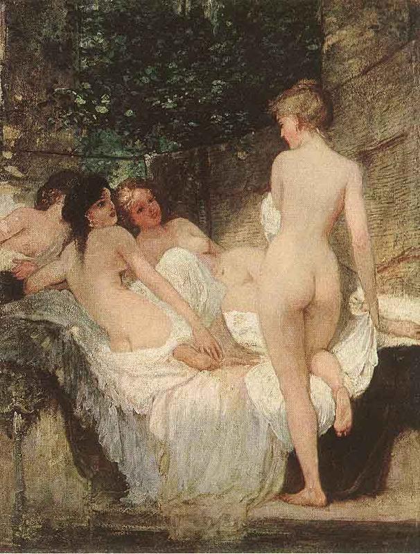 Lotz, Karoly After the Bath Germany oil painting art